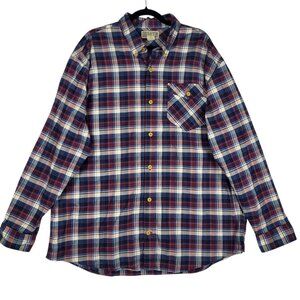 Duluth Trading Button Up Shirt Men's XL Blue Red Plaid Button-Down‎ Collar
